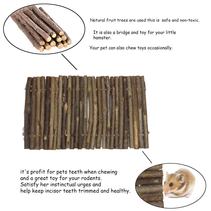 kathson 2 PCS Hamster Wooden Bridge Toys,11.02" L x 6.09" W Large Climbing Toy,Rat Ladder,Small Animal Chew Toys,Wood Hideout Tunnel for Chinchillas Guinea Pig Gerbils Ferret Syrian Hamster Squirrel - Image 3